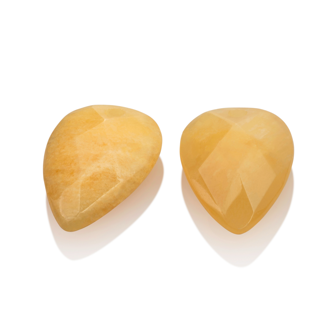 Earstones | Blossom - Facet Yellow Jade