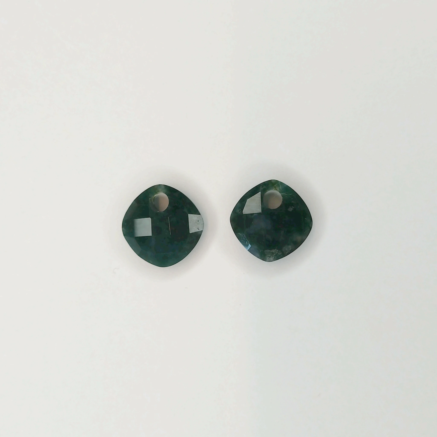Earstones | Cushion Cut - Moss Agate