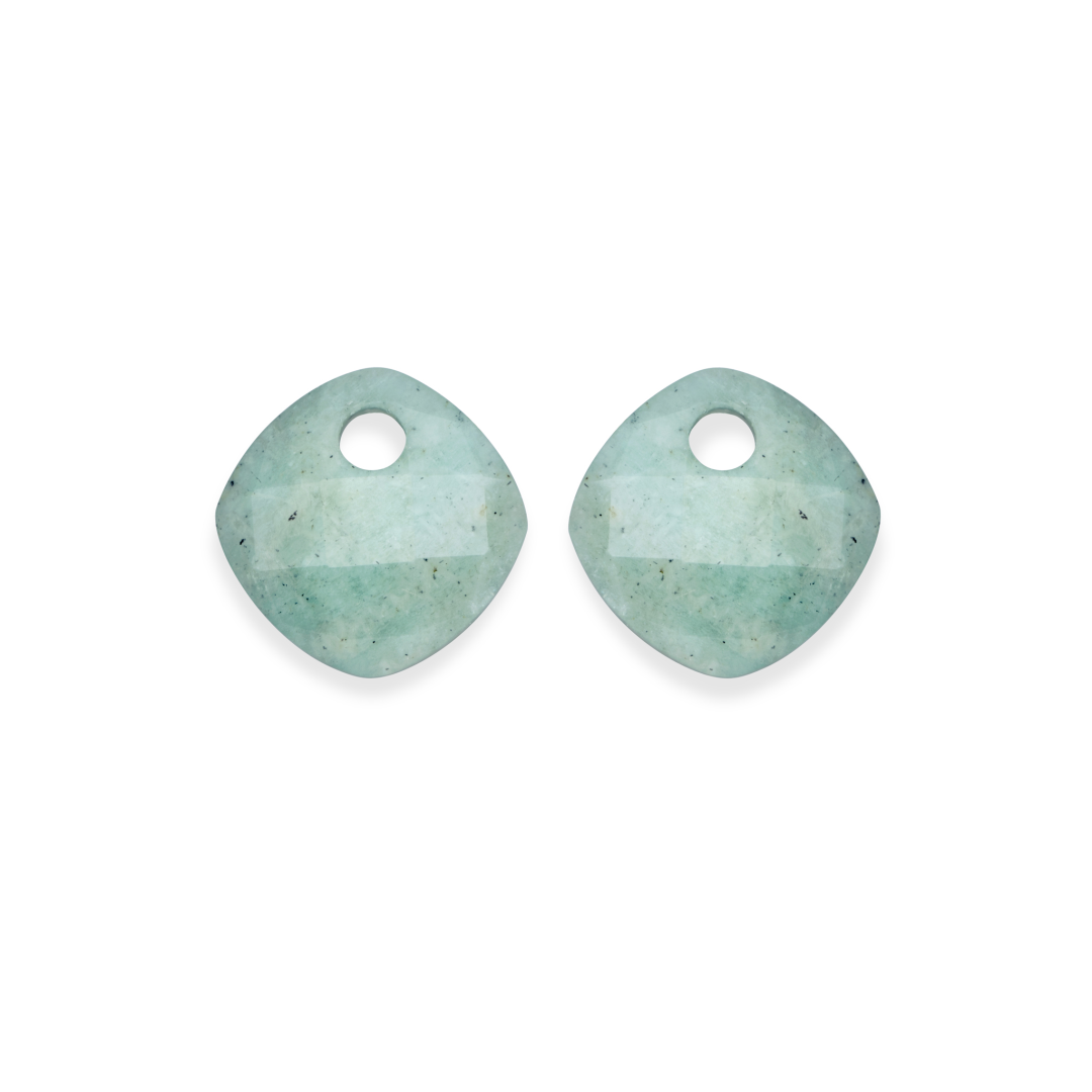 Earstones | Cushion Cut - Rich Green Amazonite