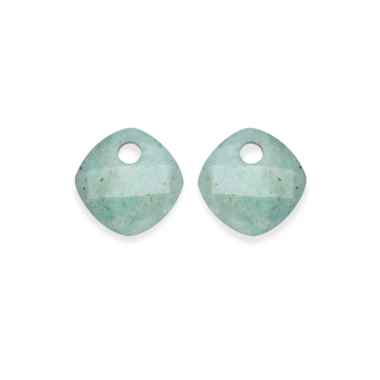 Earstones | Cushion Cut - Rich Green Amazonite
