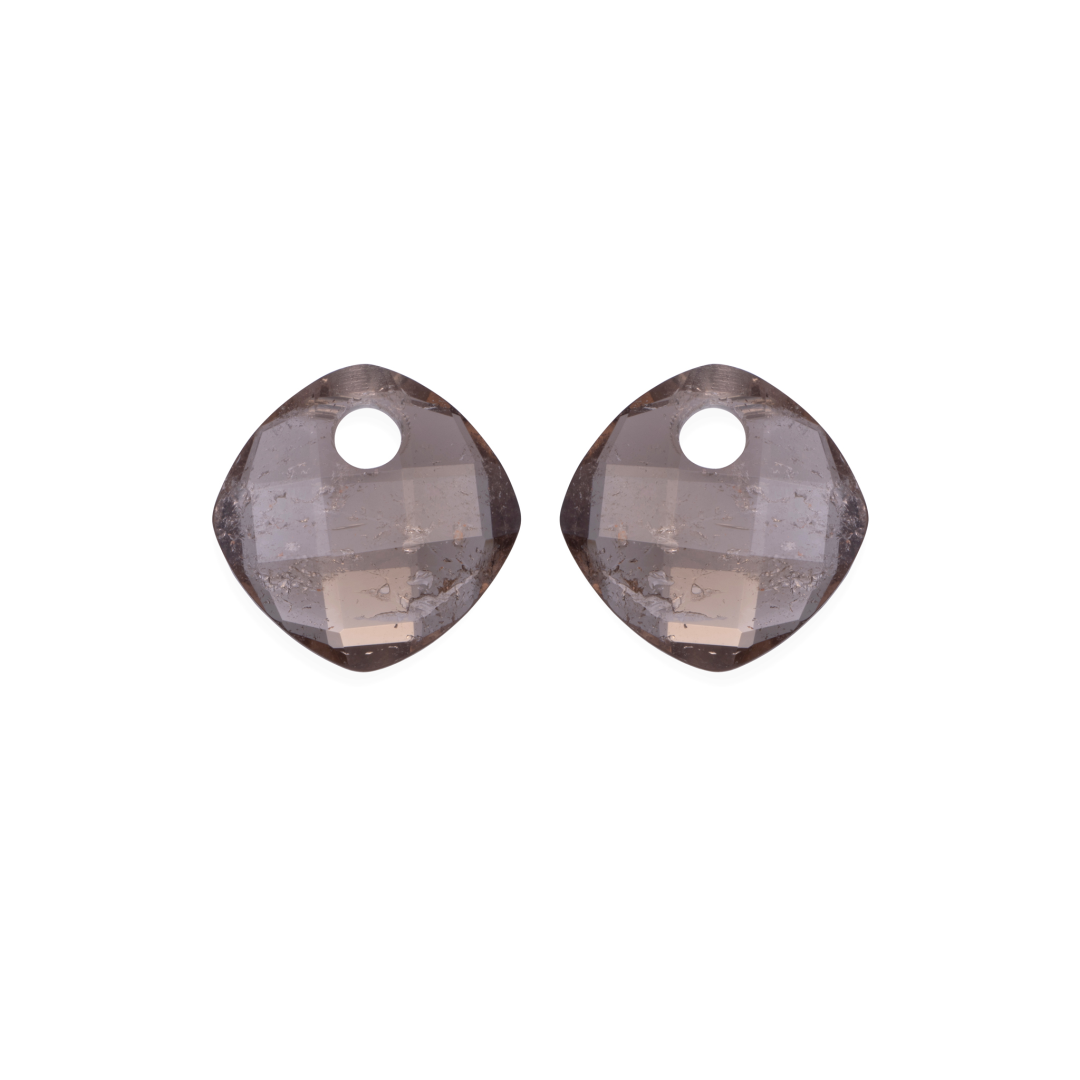 Earstones | Cushion Cut - Smoky Quartz