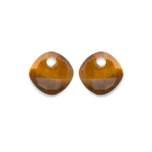 Earstones | Cushion Cut Tiger Eye