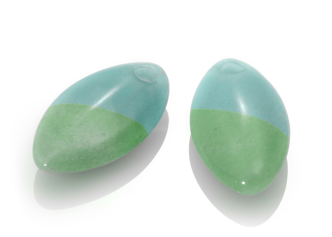 Earstones - Double color Earleaf - Amazonite - Green aventurine