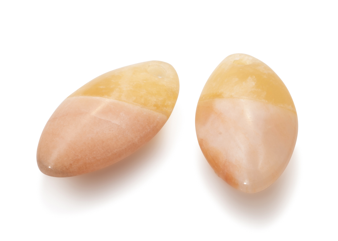 Earstones - Double color Earleaf - Yellow Jade - Chinese Rhodonite