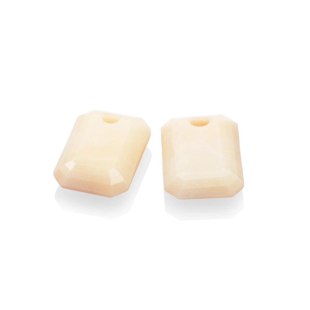 Earstones | Emerald Cut - Beige Agate
