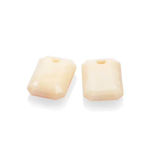 Earstones | Emerald Cut - Beige Agate