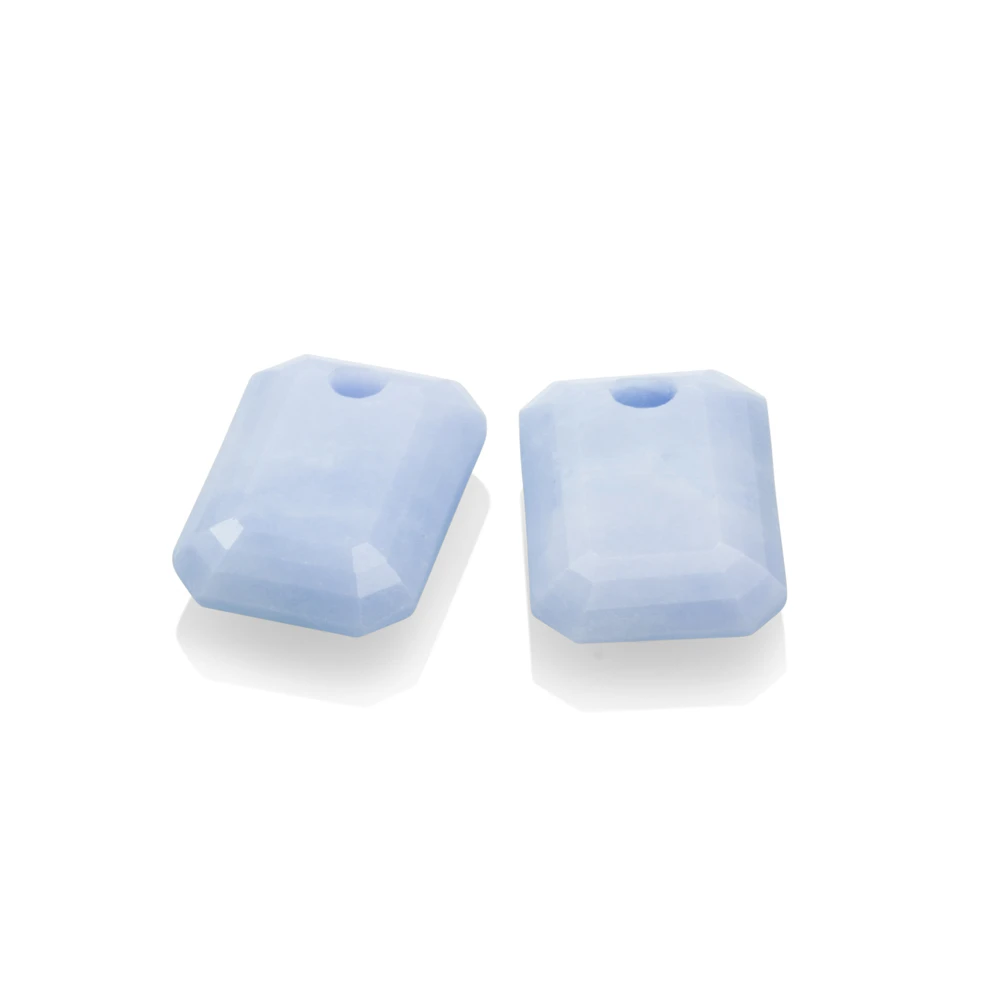 Earstones | Emerald Cut - Blue Lace Agate