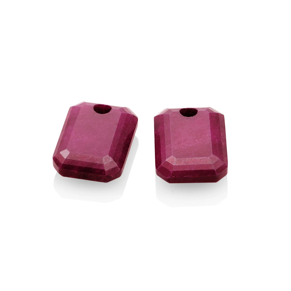 Earstones | Emerald Cut - Fuchsia Jade