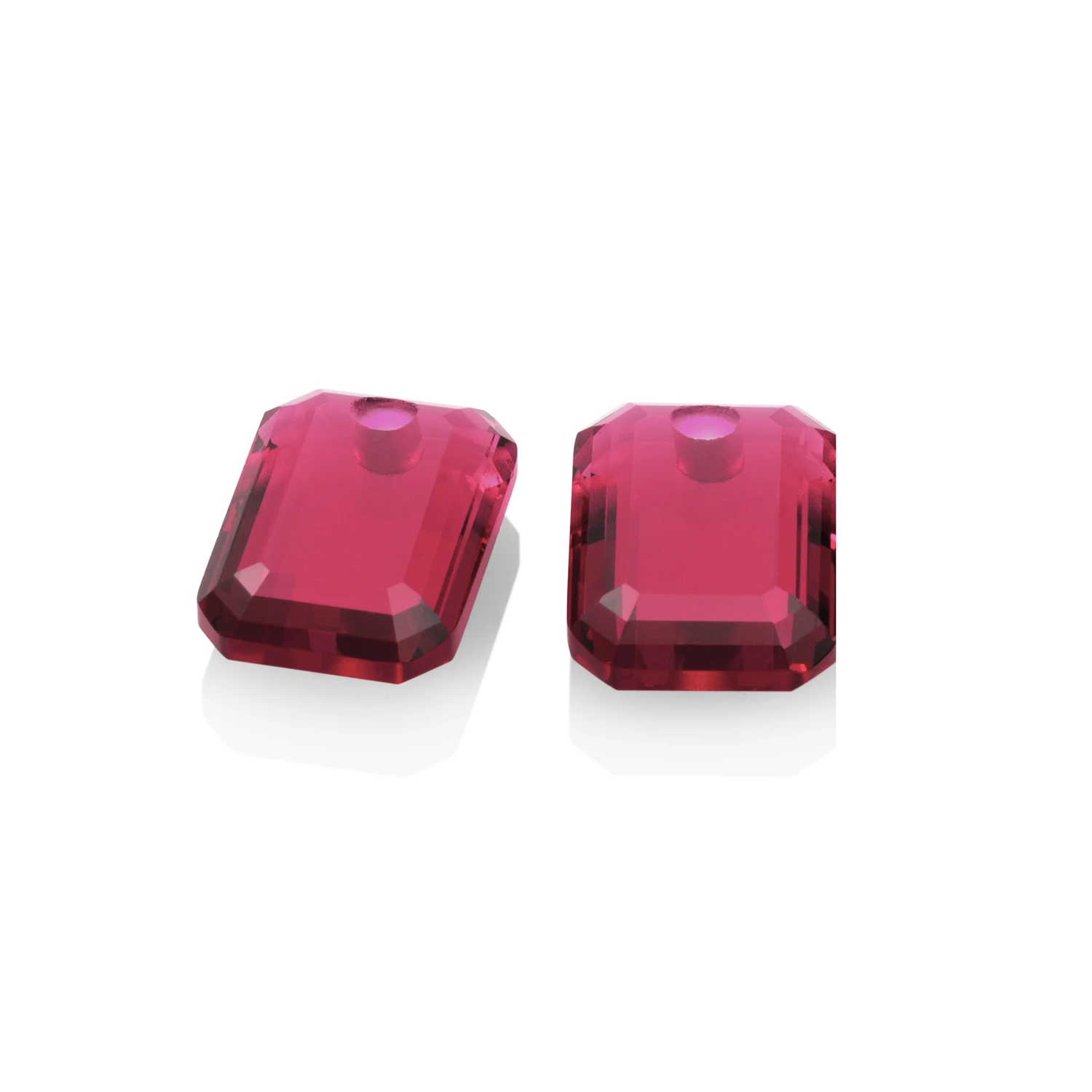 Earstones | Emerald Cut - Fuchsia Quartz
