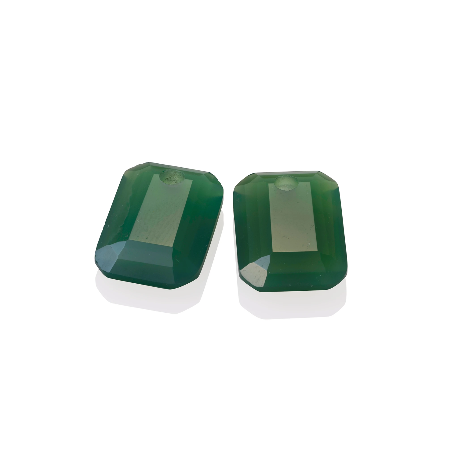 Earstones | Emerald Cut - Green Onyx