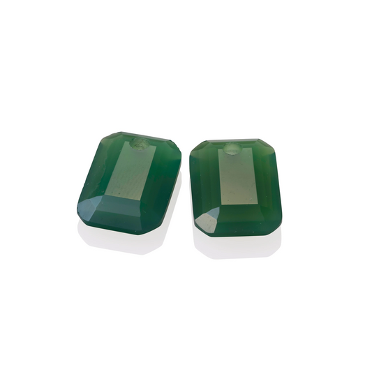 Earstones | Emerald Cut - Green Onyx