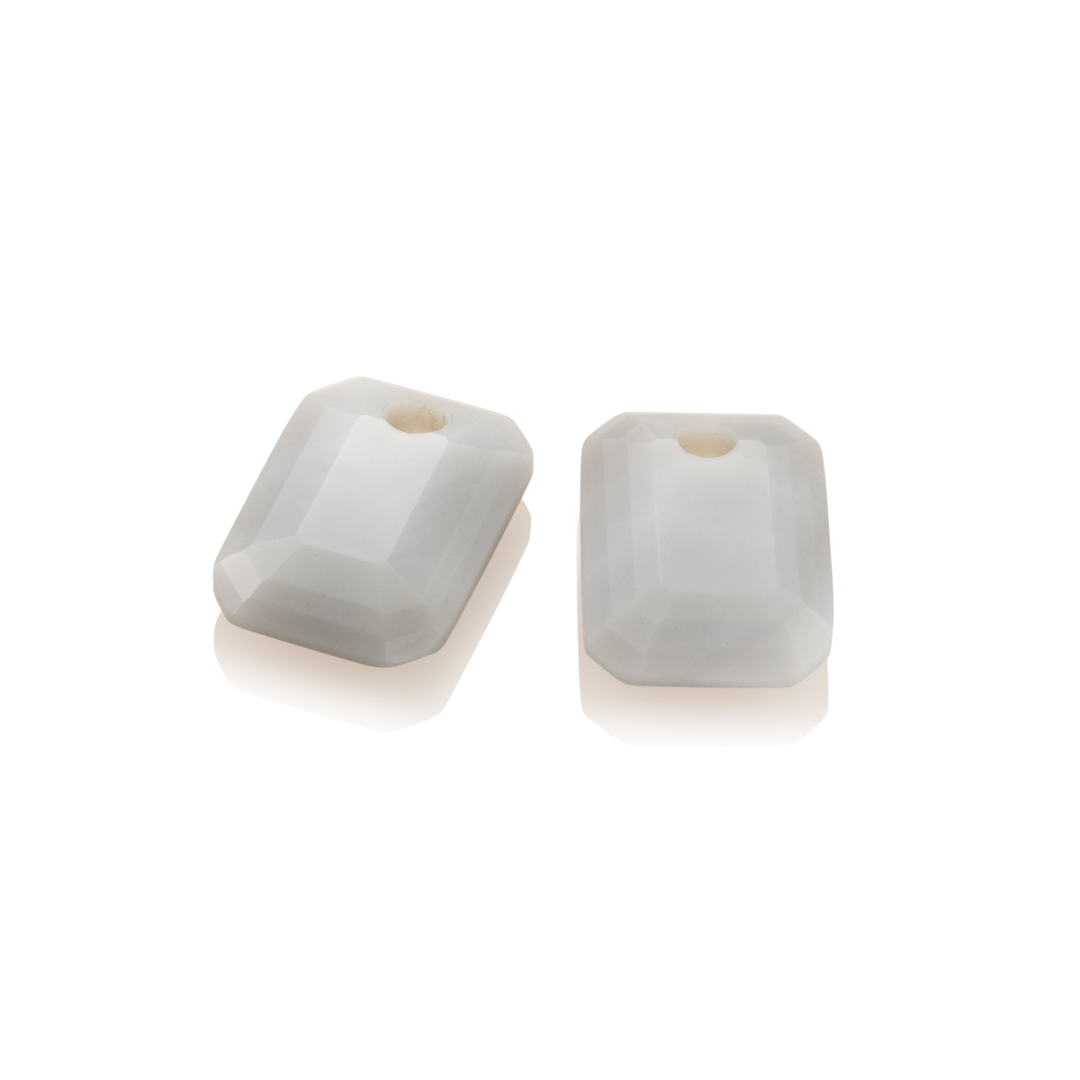 Earstones | Emerald Cut - Grey Agate
