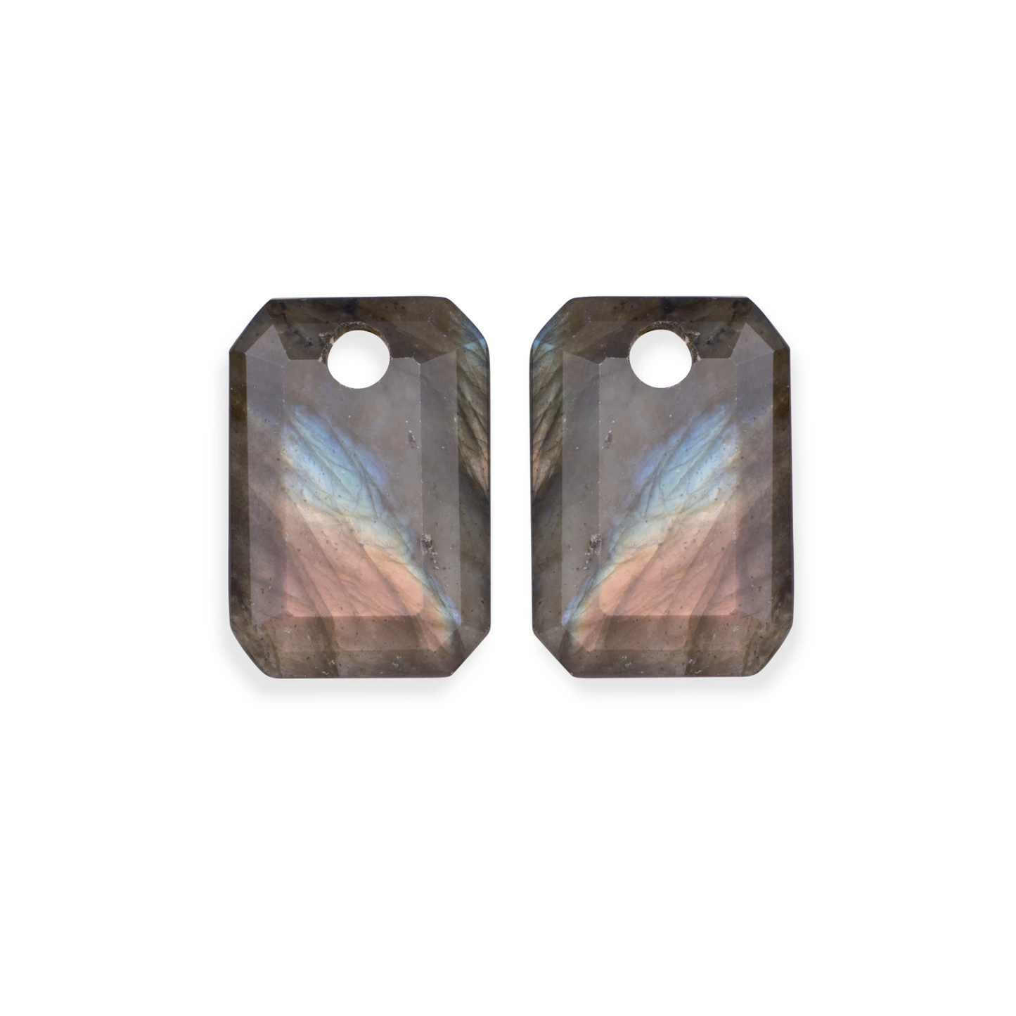Earstones | Emerald Cut - Labradorite