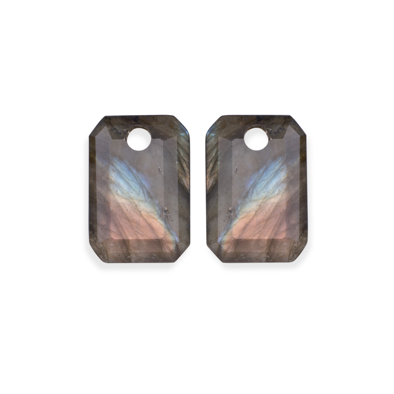 Earstones | Emerald Cut - Labradorite
