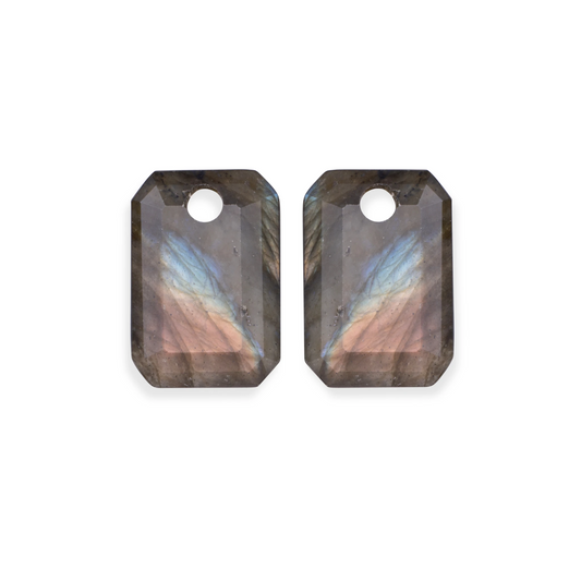 Earstones | Emerald Cut - Labradorite