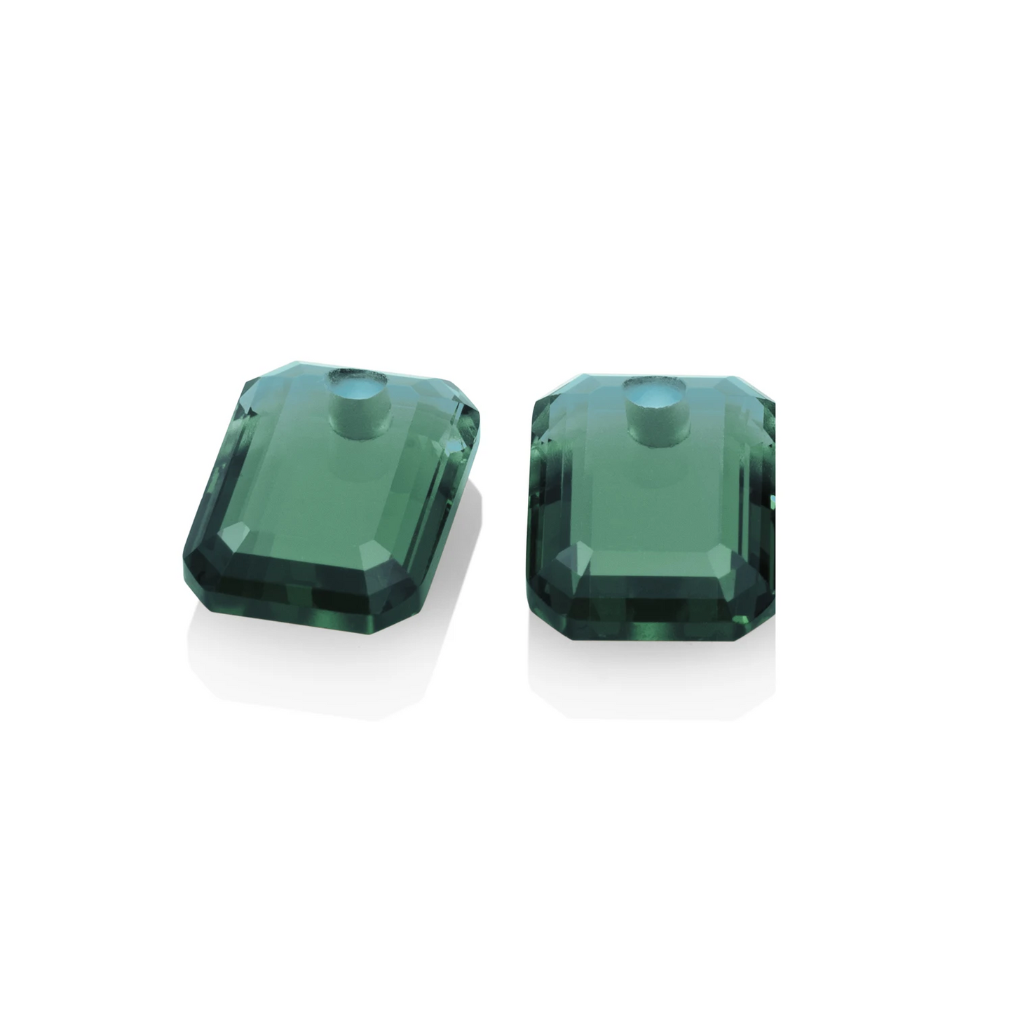 Earstones | Emerald Cut - Petrol Green Quartz