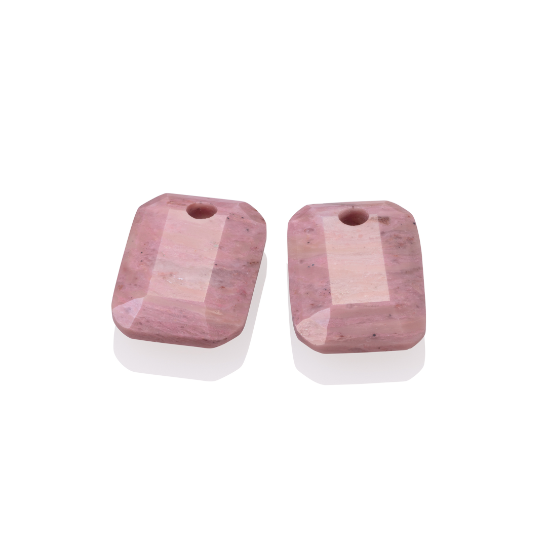 Earstones | Emerald Cut - Pink Rhodonite
