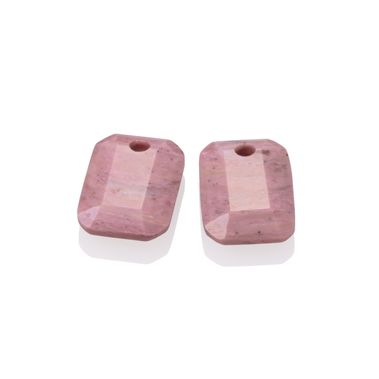 Earstones | Emerald Cut - Pink Rhodonite