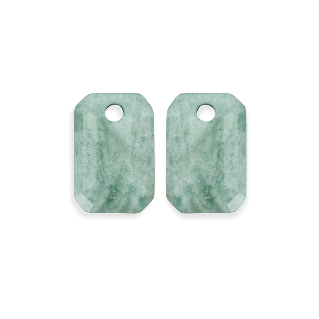 Earstones | Emerald Cut - Rich Green Amazonite