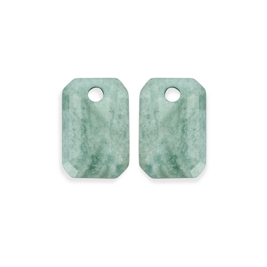Earstones | Emerald Cut - Rich Green Amazonite