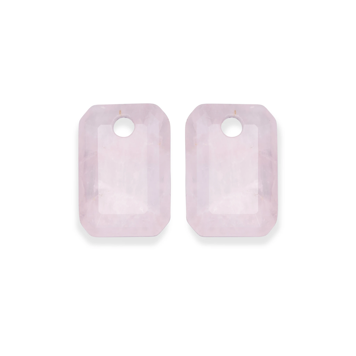 Earstones | Emerald Cut - Rose Quartz