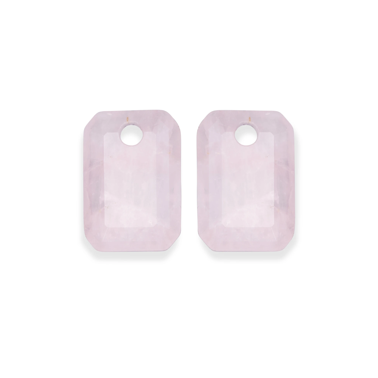 Earstones | Emerald Cut - Rose Quartz