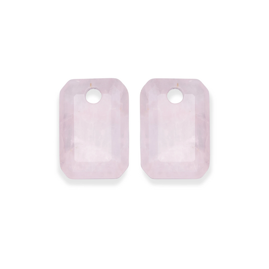 Earstones | Emerald Cut - Rose Quartz