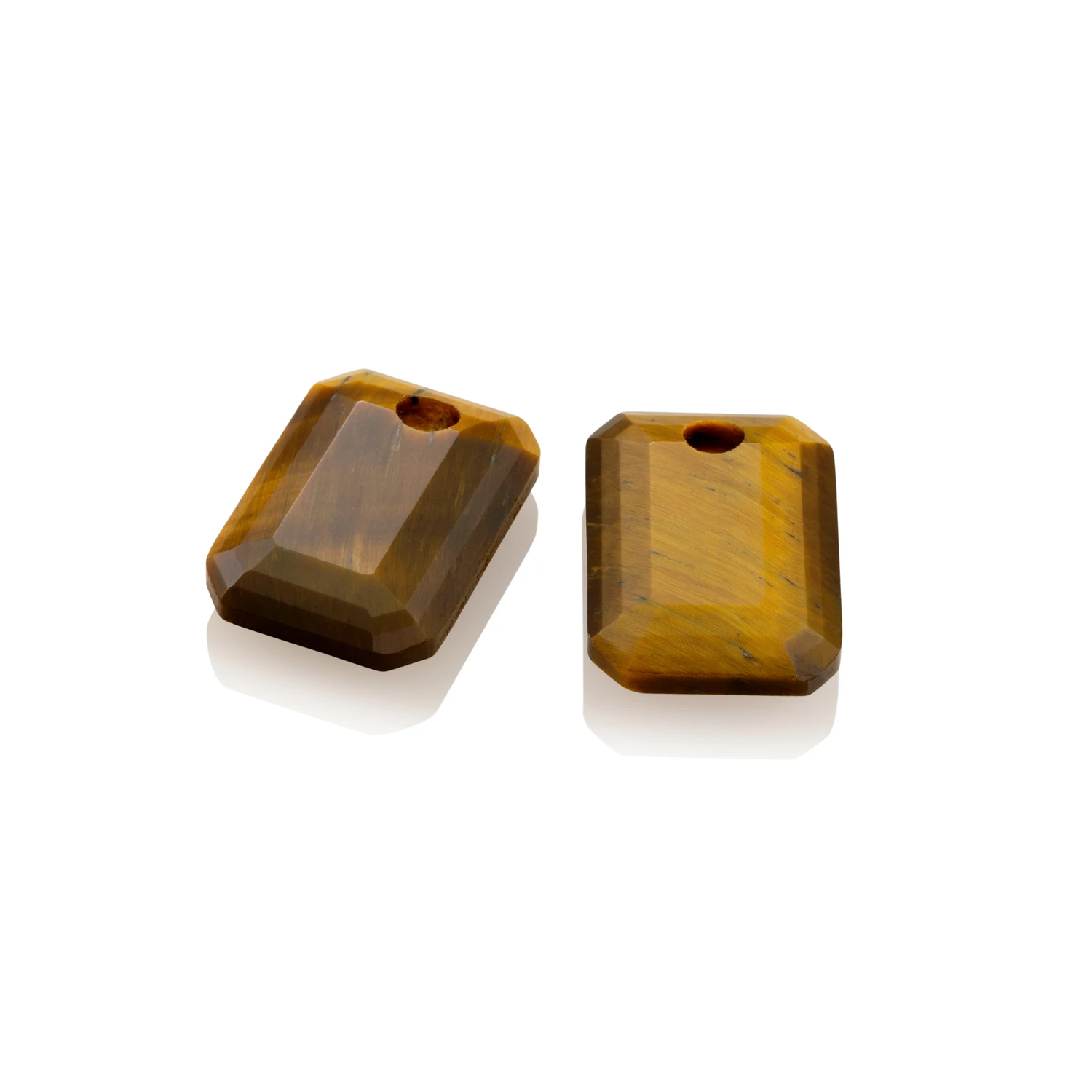 Earstones | Emerald Cut - Tiger Eye