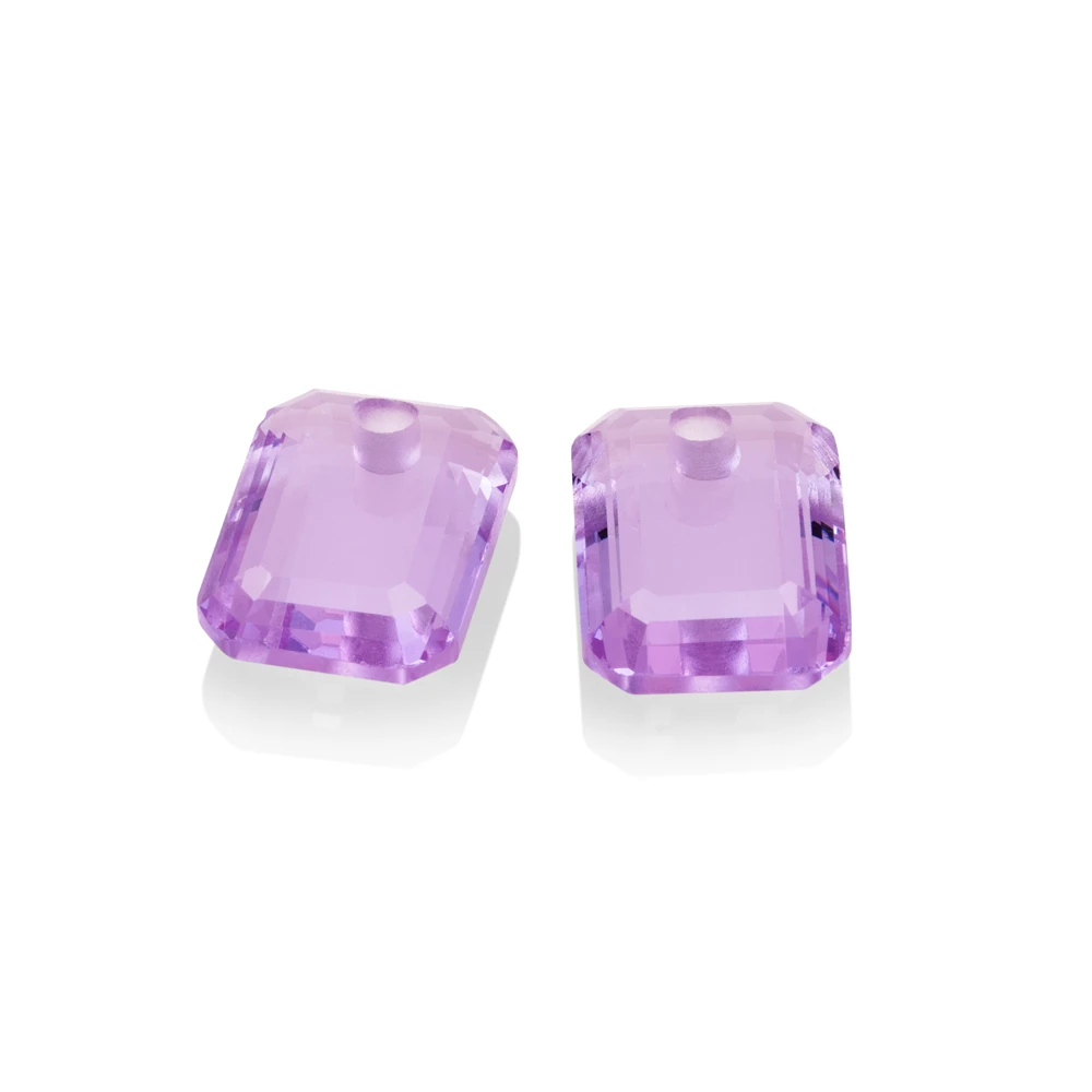 Earstones | Emerald Cut - Violet Quartz