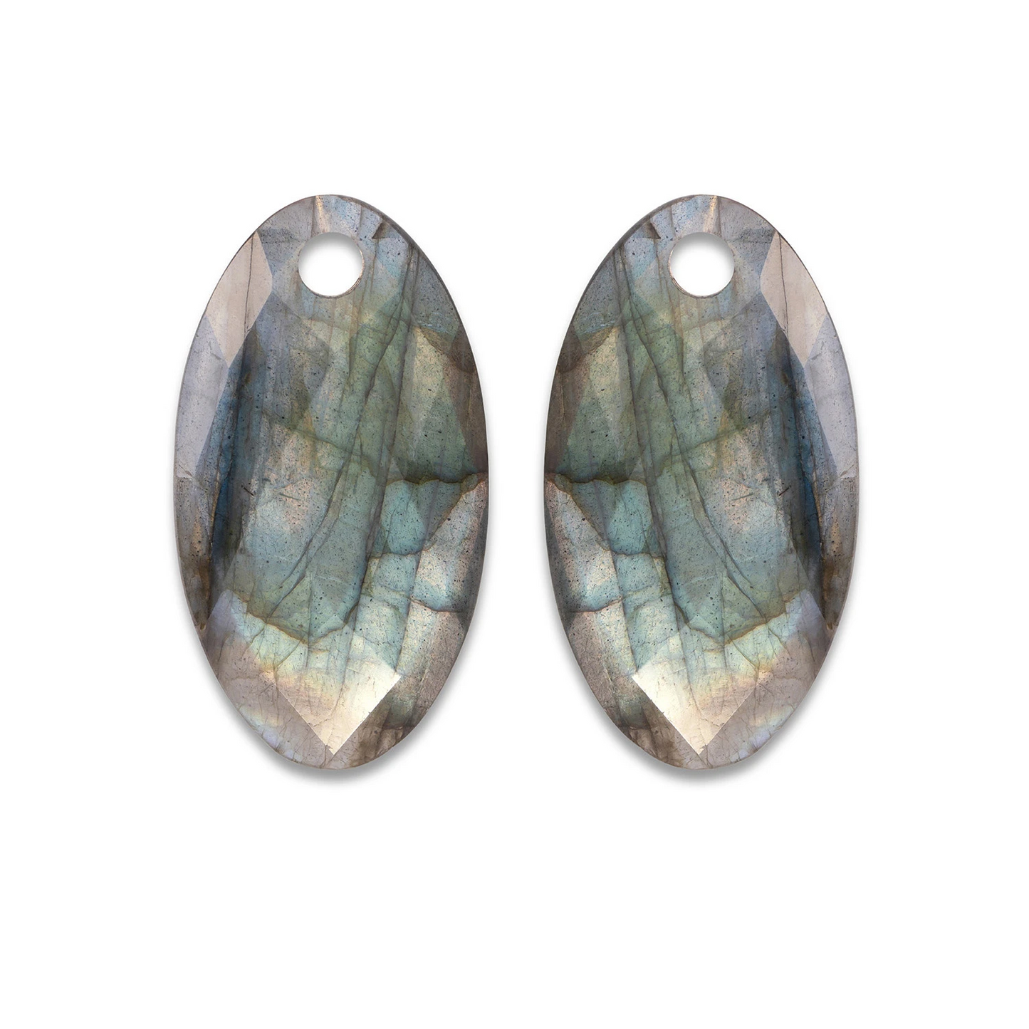 Earstones | Large Leaf - Labradorite