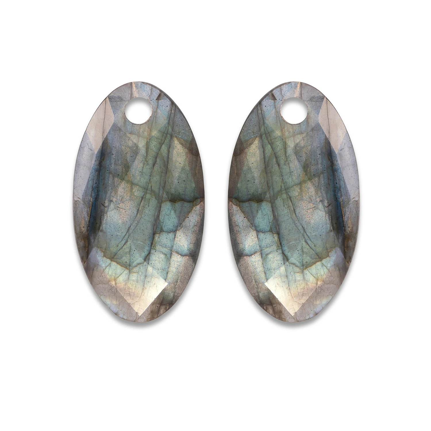 Earstones | Large Leaf - Labradorite