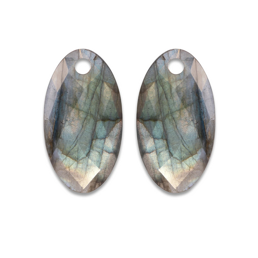Earstones | Large Leaf - Labradorite