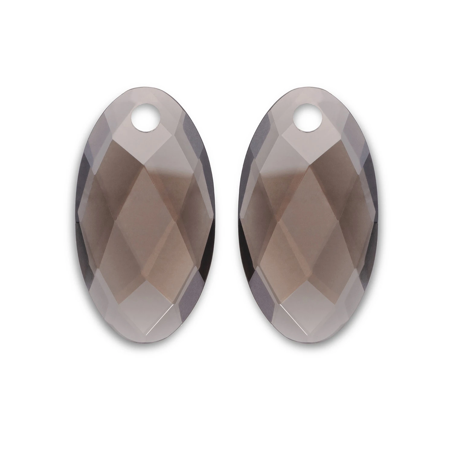Earstones | Large Leaf - Smoky Quartz