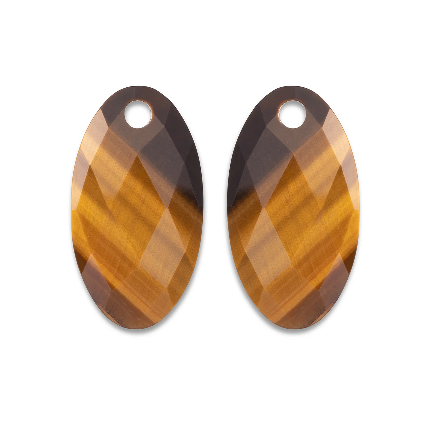 Earstones | Large Leaf - Tiger Eye