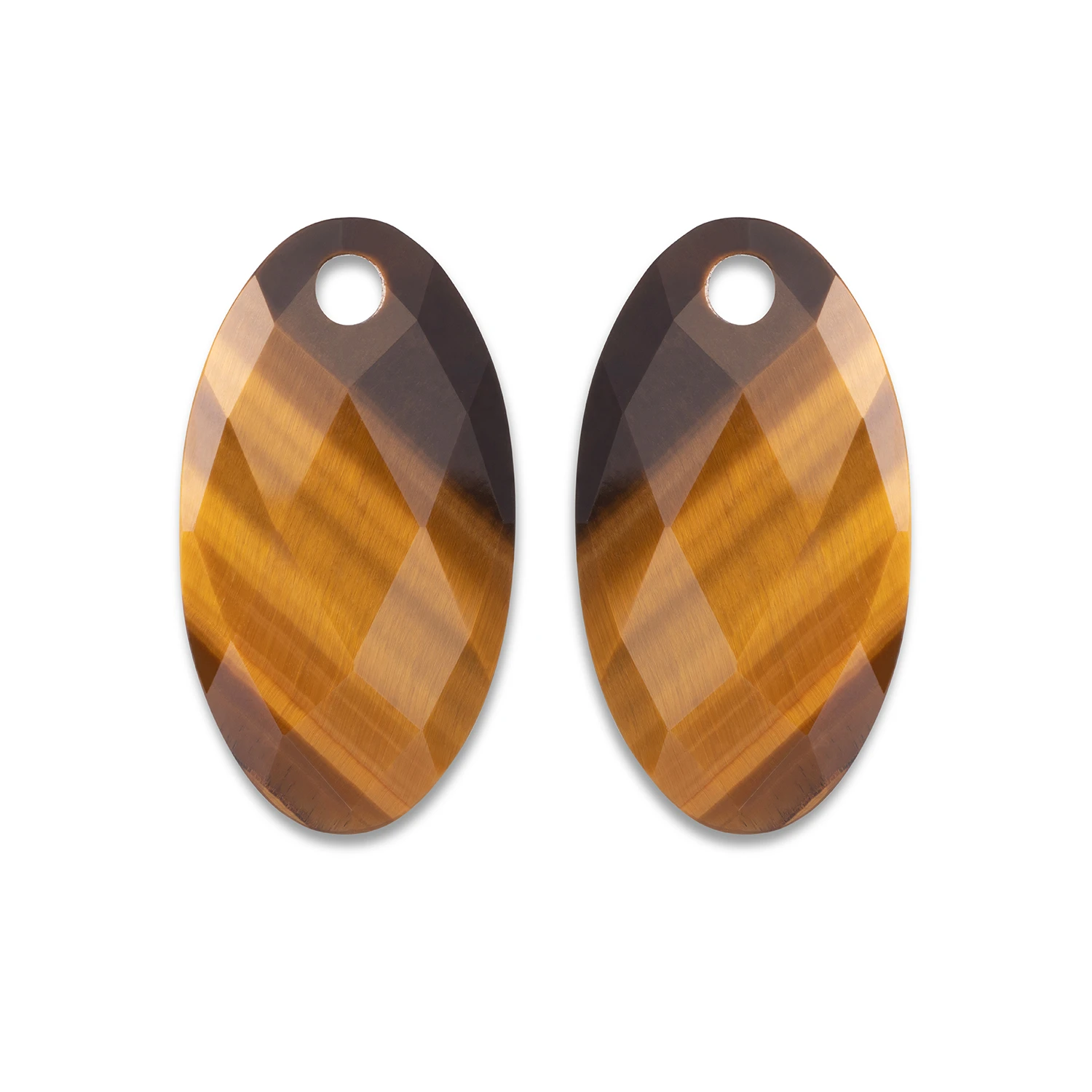Earstones | Large Leaf - Tiger Eye