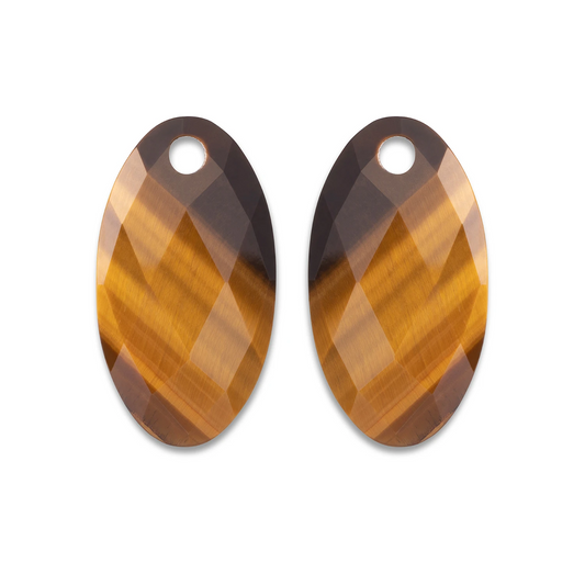 Earstones | Large Leaf - Tiger Eye