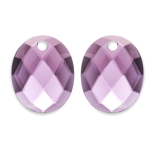 Earstones | Large Oval Aubergine Quartz