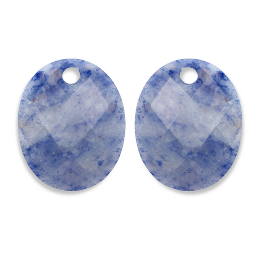Earstones | Large Oval Blue Aventurine