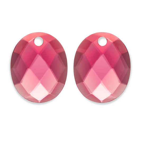 Earstones | Large Oval - Fuchsia Quartz