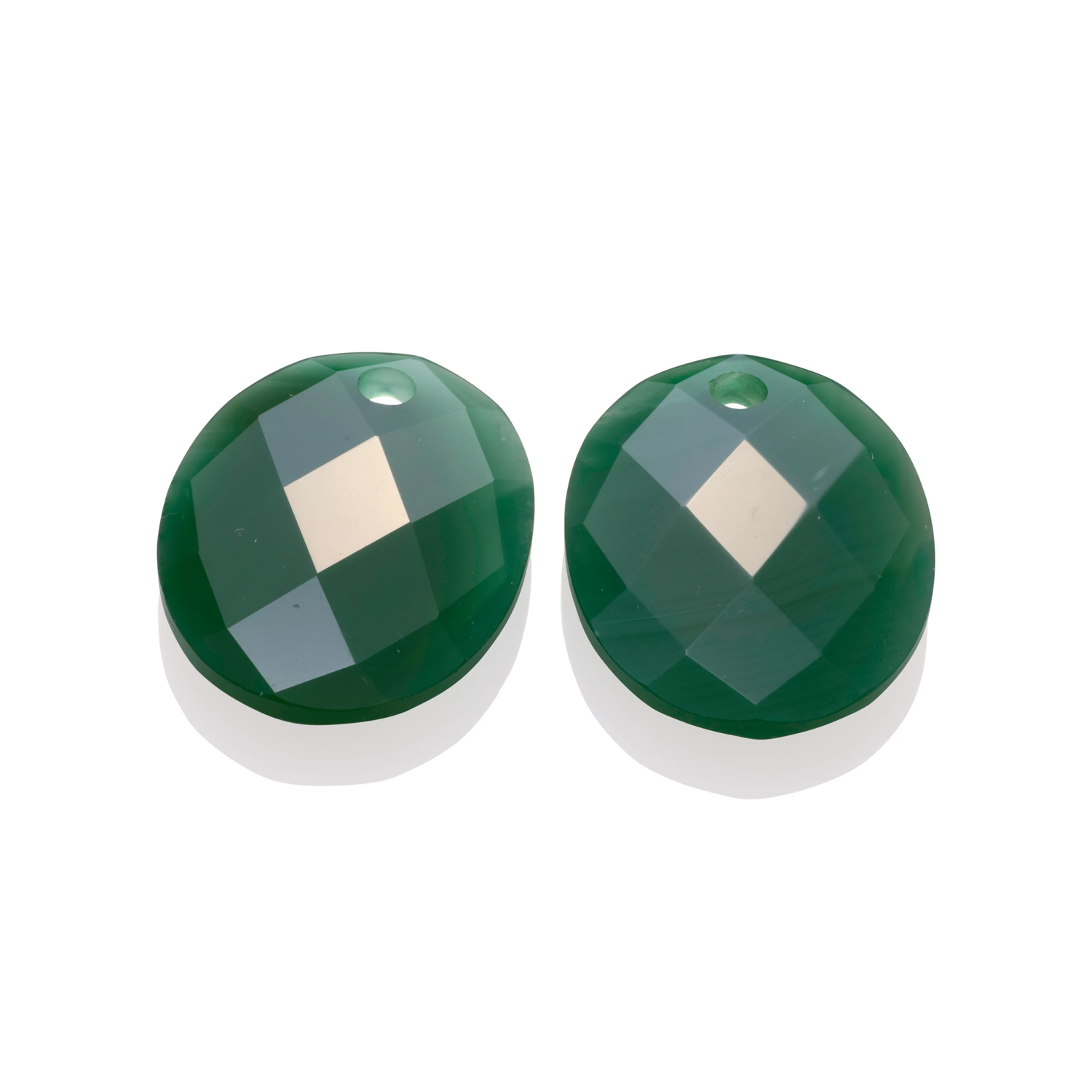 Earstones | Large Oval - Green Onyx