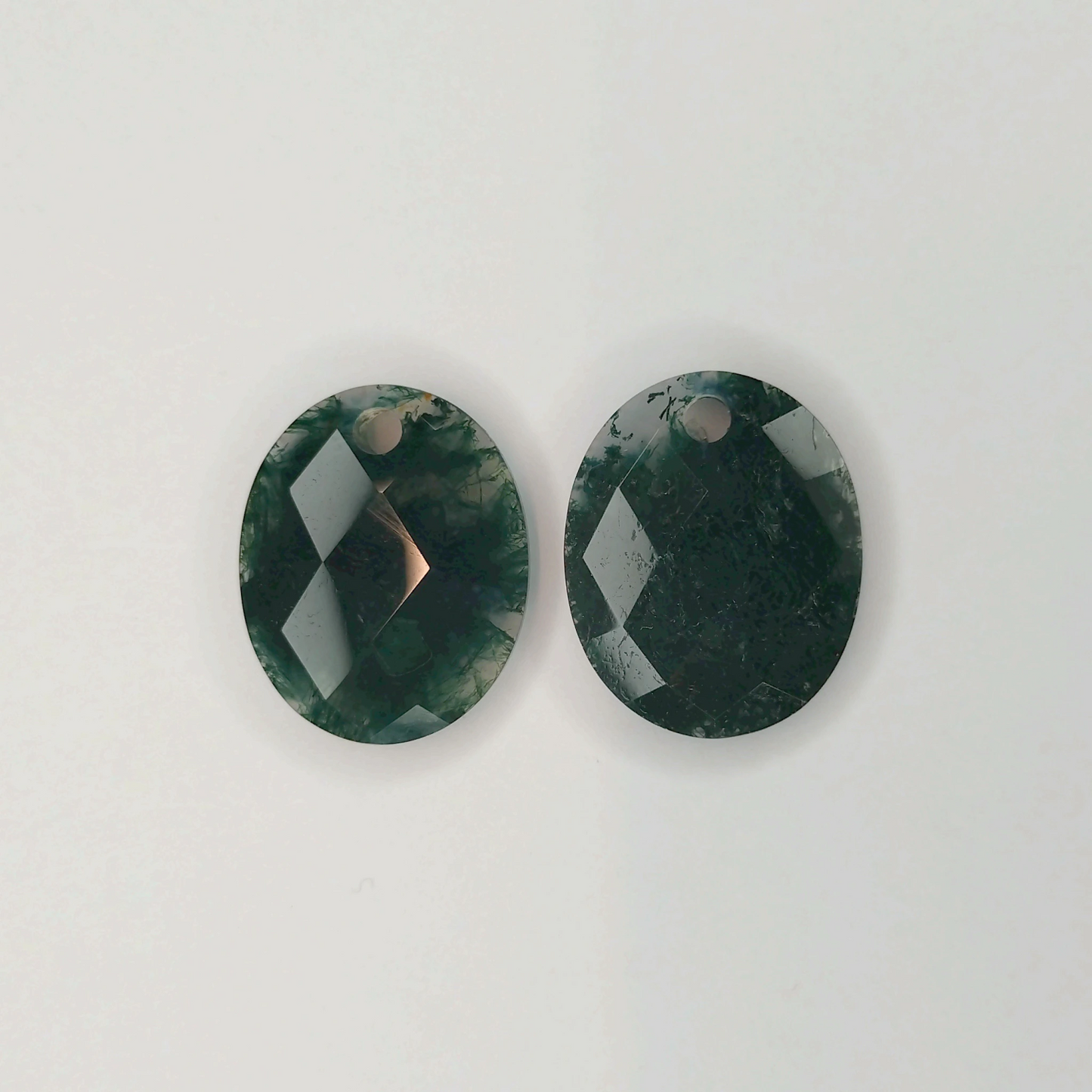 Earstones | Large Oval - Moss Agate