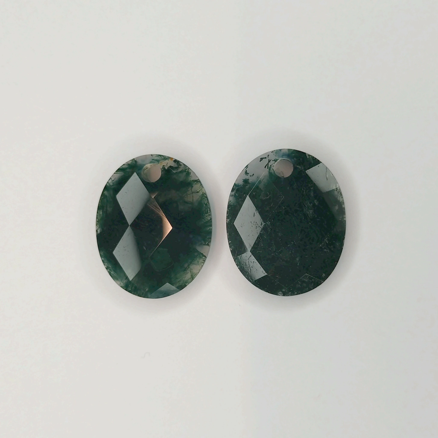 Earstones | Large Oval - Moss Agate