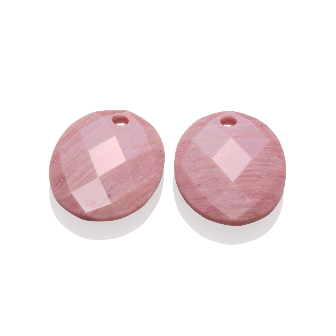 Earstones | Large Oval - Pink Rhodonite