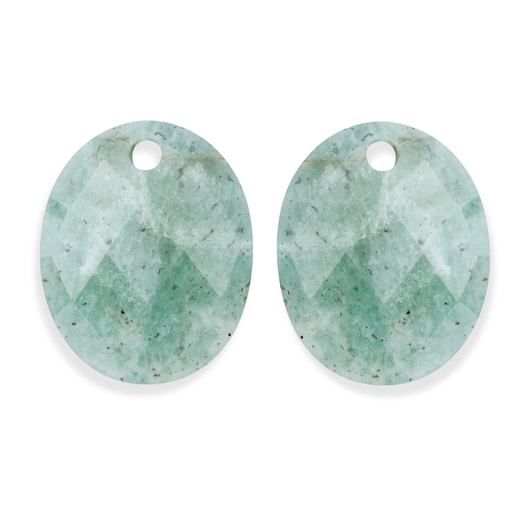 Earstones | Large Oval - Rich Green Amazonite