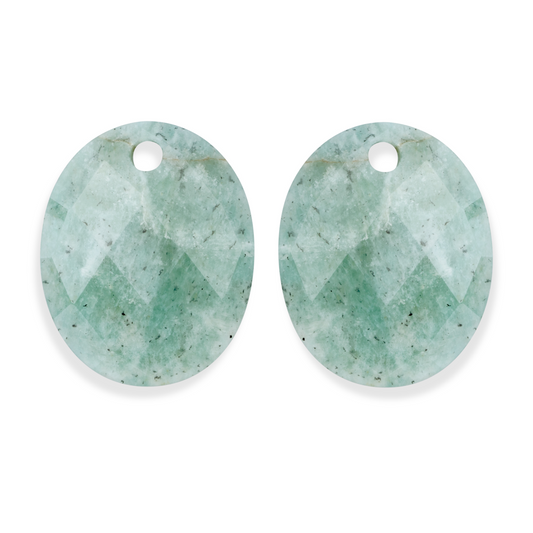 Earstones | Large Oval - Rich Green Amazonite
