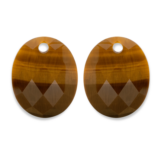 Earstones | Large Oval Tiger Eye