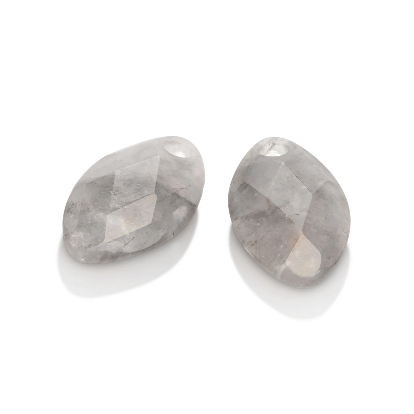 Earstones | Leaf Black Rutilated Quartz Earleaf - small
