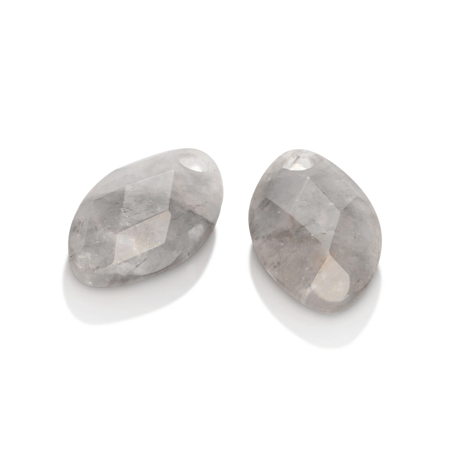 Earstones | Leaf Black Rutilated Quartz Earleaf - small