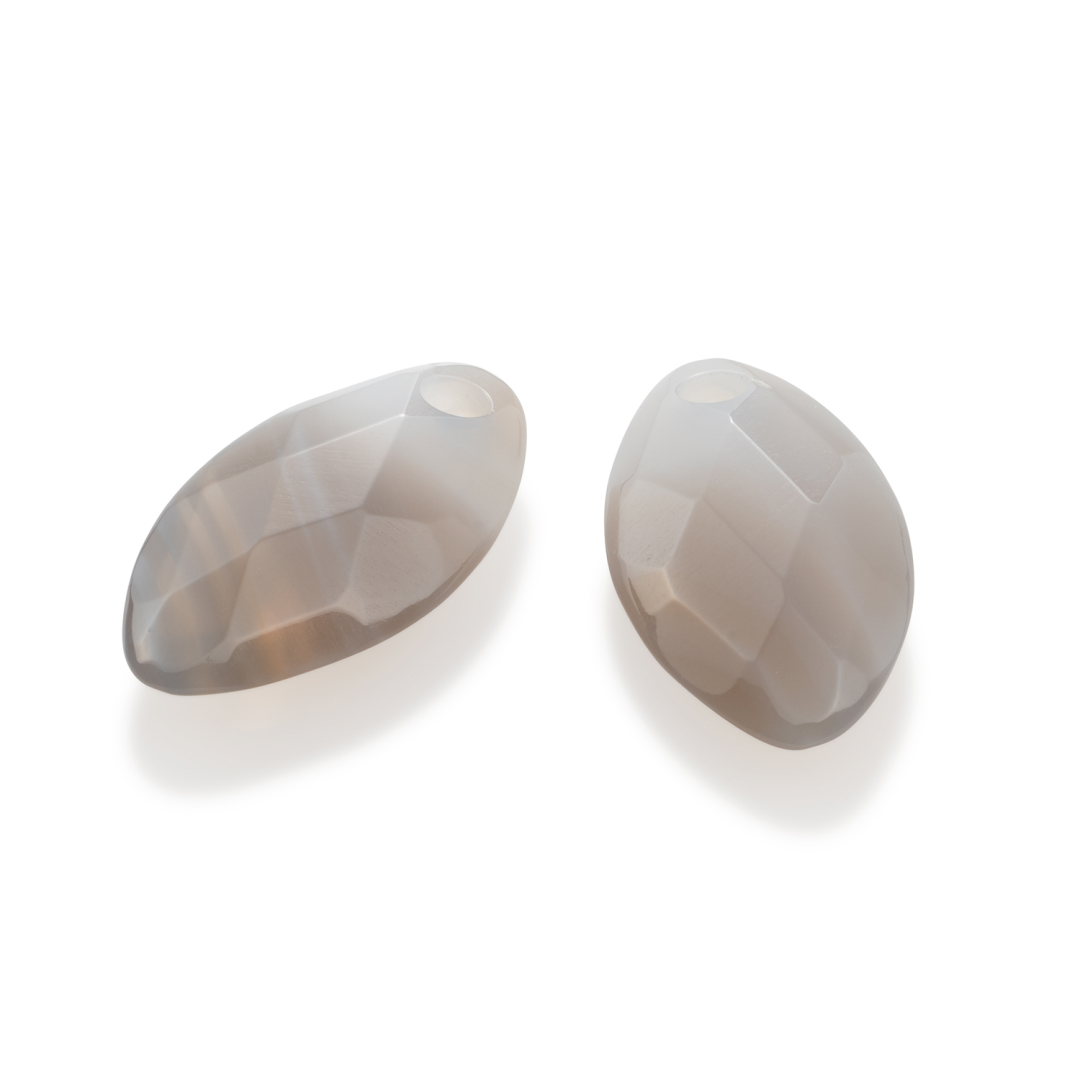 Earstones | Leaf Grey Agate Earleaf - small