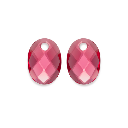 Earstones | Medium Oval - Fuchsia Quartz